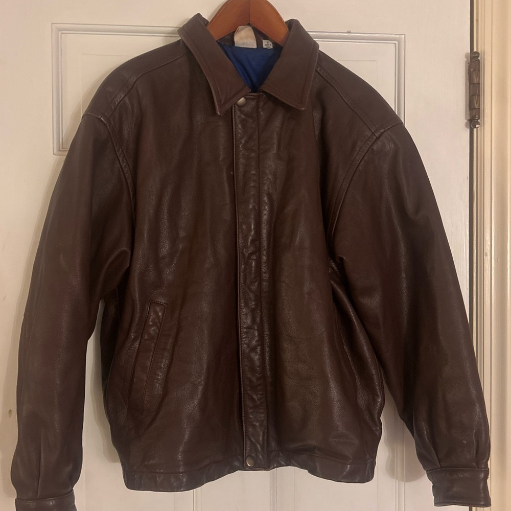 100% brown leather jacket